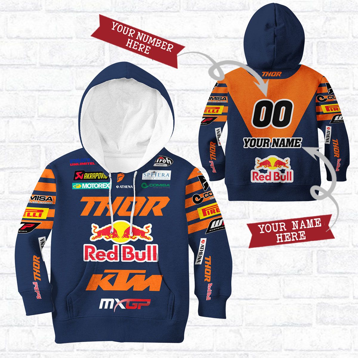 Custom Red Bull KTM Factory Racing LPH-NH Ver1 Unisex Shirts for Kids