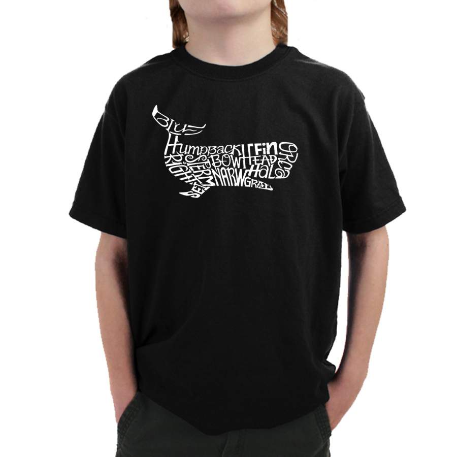 LA Pop Art Boy’s Word Art T-shirt – Humpback Whale