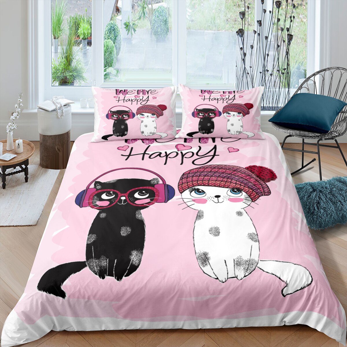 Cute Pet Kitten Deluxe Princess Bedroom Decorative Bedding Set Cartoon Down Quilt Cover Pillowcase For Bedding Duvet Covers