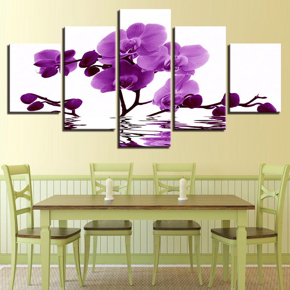 Purple Moth Orchid Flower 5 Piece Hd Multi Panel Canvas Wall Art Frame
