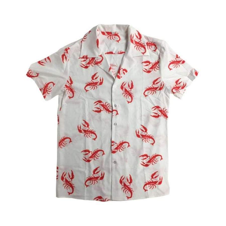 Lobster Costume Button Down Up Cosmo Halloween Hawaii Aloha Shirts Ha41383