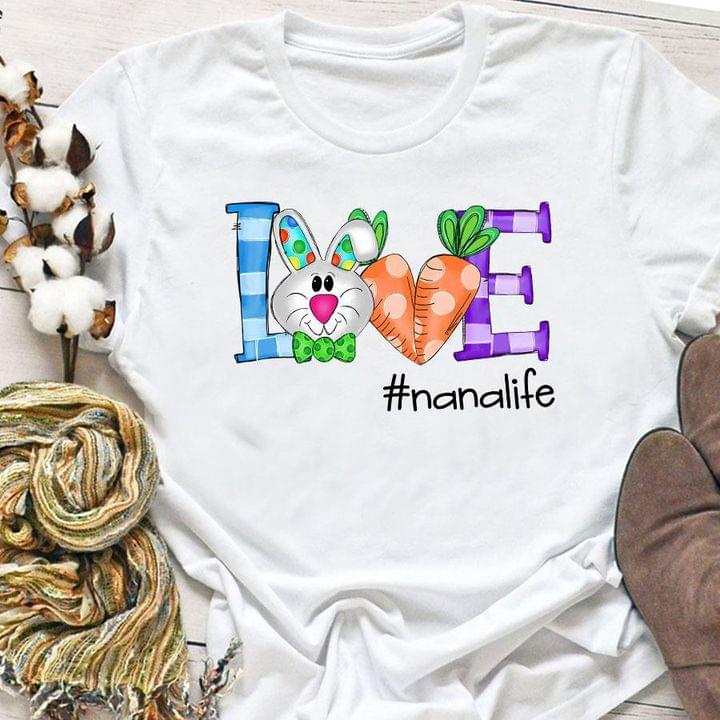 Love Nanlife Rabbit With Carrots Happy Easter Graphic Unisex T-Shirt Hoodie All Color Plus Size Up To 5Xl