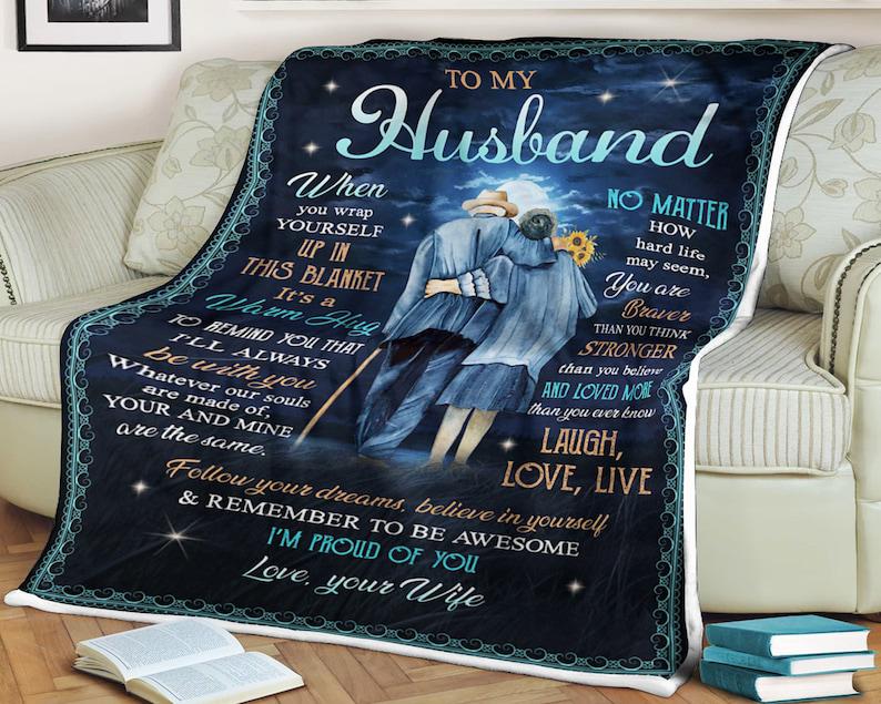 To My Husband,Family Blanket, I’Ll Always Be With You Braver Stronger Laugh, Gift For Husband Family Home Decor Bedding Couch Sofa Soft And Comfy Cozy