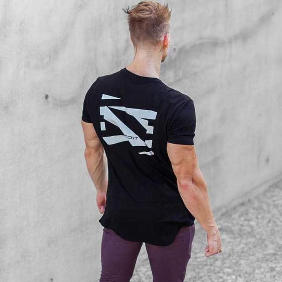 Men Summer Print T Shirt GYMS Bodybuilding Cotton Shirts Workout Short Sleeve Male Sporting Brand Tee Tops Clothes