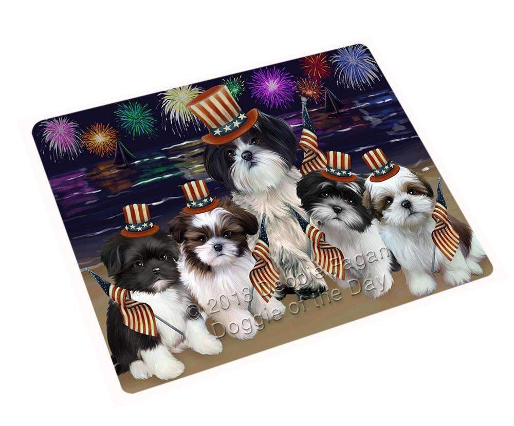 4Th Of July Independence Day Firework Shih Tzus Dog Blanket Blnkt56730 (37X57 Sherpa)