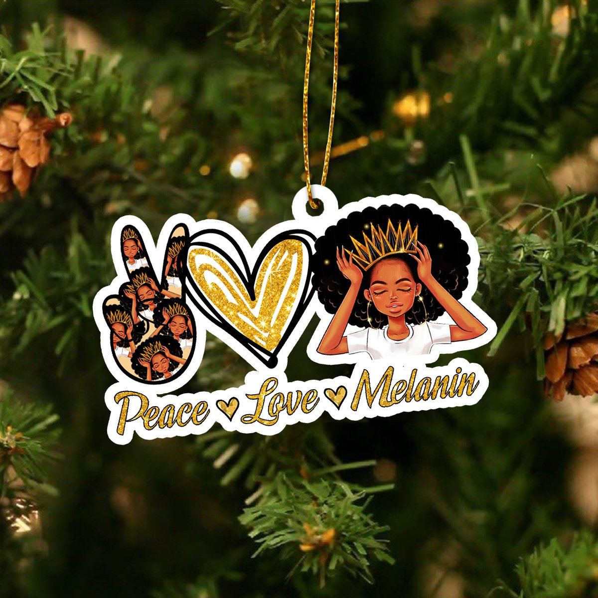 Peace Love Melanin Ornaments