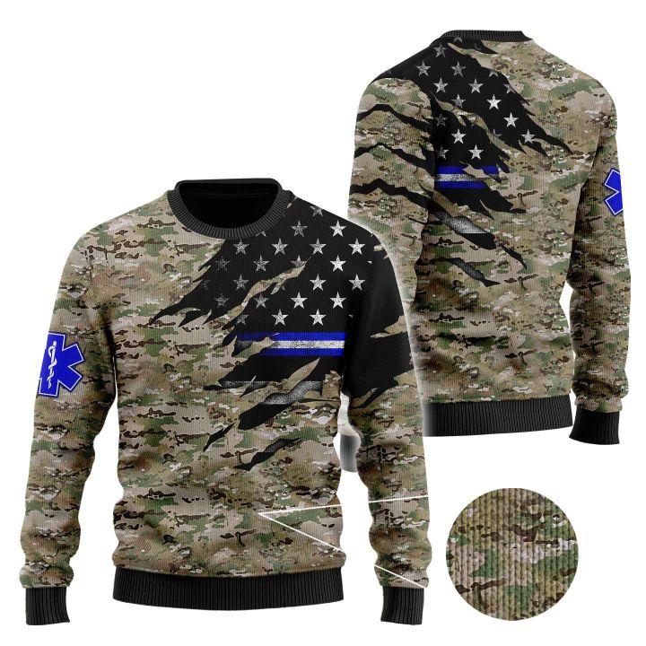 Camo Flag Ugly Christmas Sweater | For Men & Women | Adult | Us3895