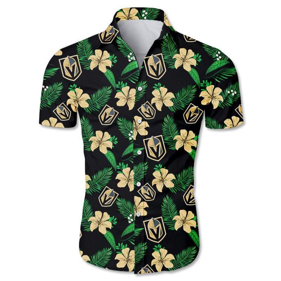 Vegas Golden Knights Hawaiian Shirt Floral Button Up Slim Fit Body