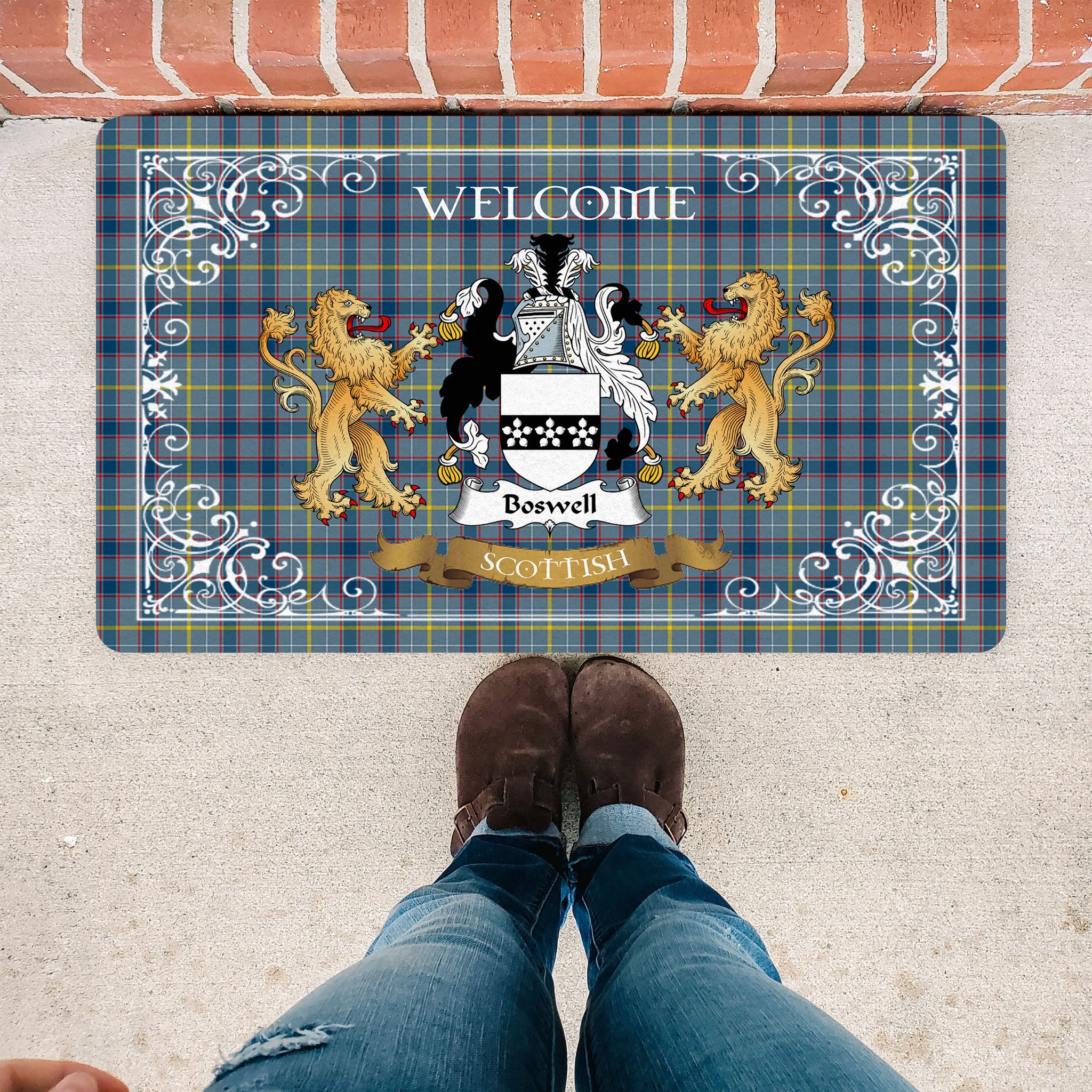 Scotstee Shop Tartan Door Mat The Family Boswell Scottish Plaid Doormat, Welcome Mat, Christmas Door Mat