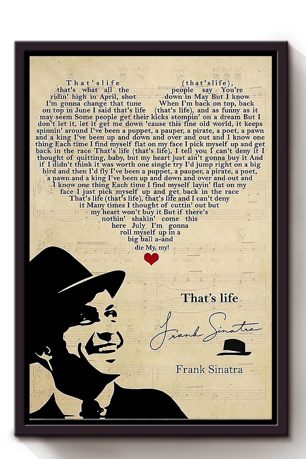 Thats Life Frank Sinatra Quote Wall Art For Frank Sinatra Fan Office Home Decor Framed Matte Canvas