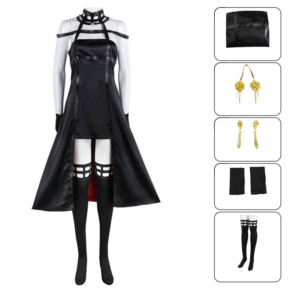 Anime Spy X Family Yor Forger Cosplay Costume Loid Forger Uniform Yor Forger Black Dress Halloween Party Clothes For Kids Adult alx