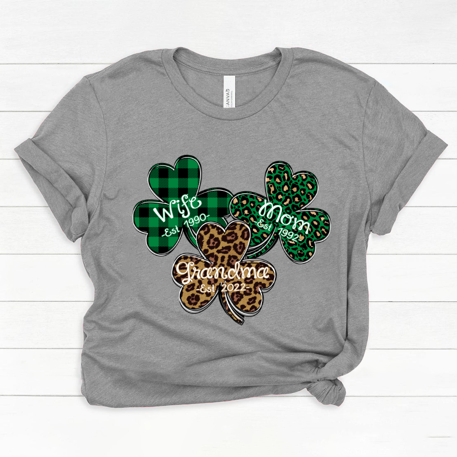 Patrick’S Day Shirt For Grandma Wife Mom Grandma Personalized Est Leopard Classic Canvas