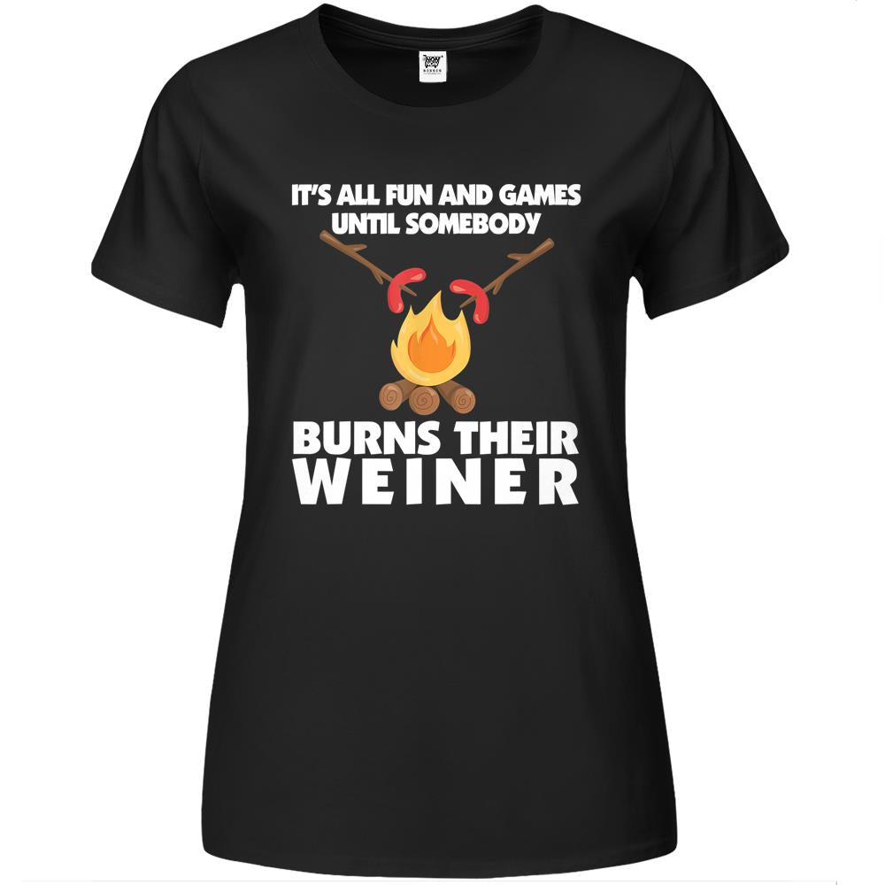 Funny Camping Burn Your Weiner Campfire Premium Womens Tshirts