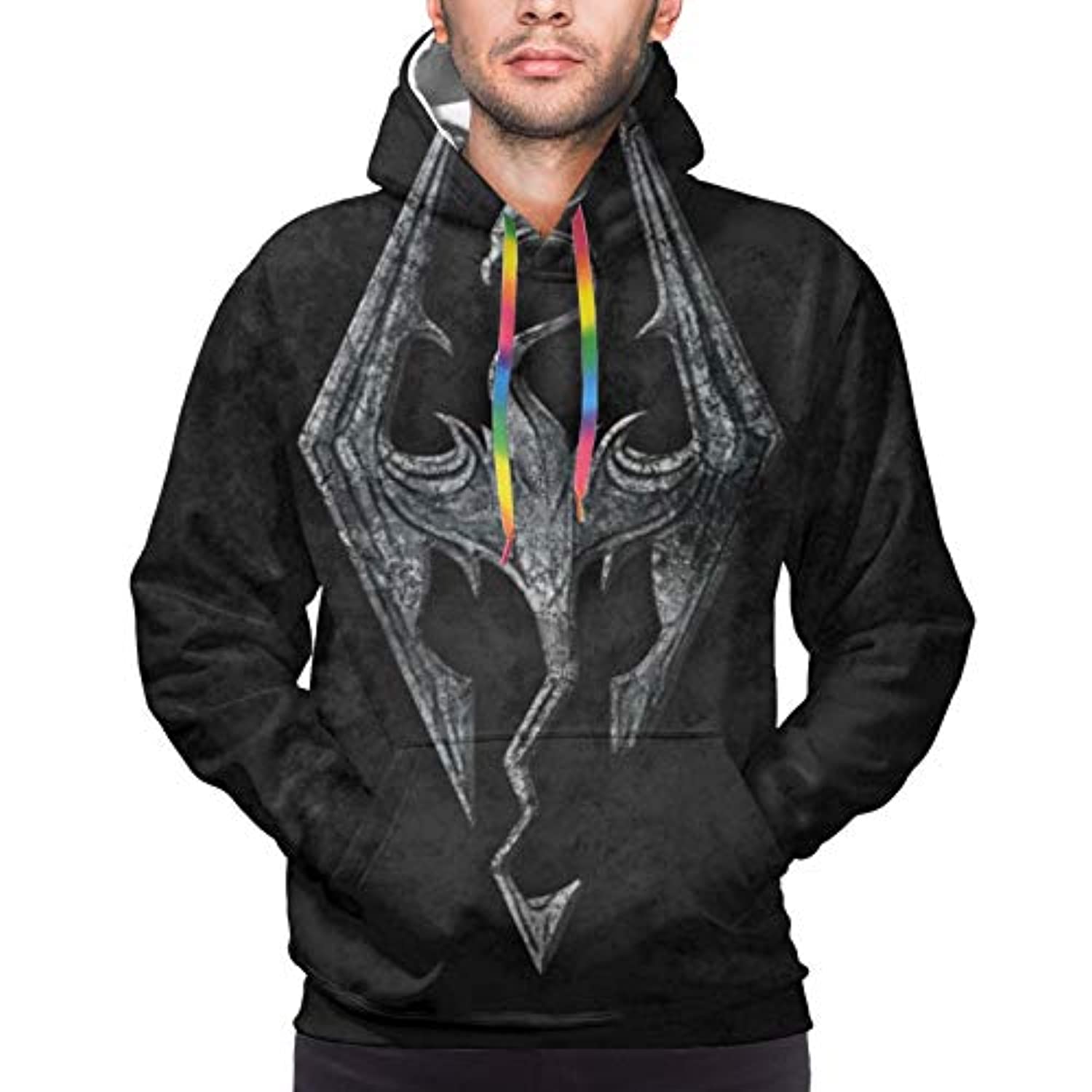 THE ELDER SCROLLS Hoodies – Skyrim Symbol Black Pullover Drawstring Hoodie with Pocket