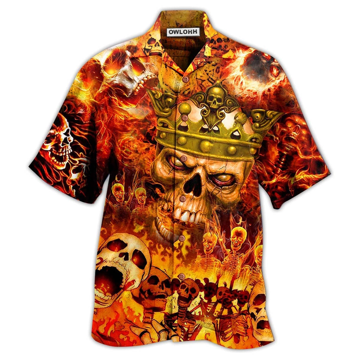 Skull King On Fire Hawaii Shirt Ha100349