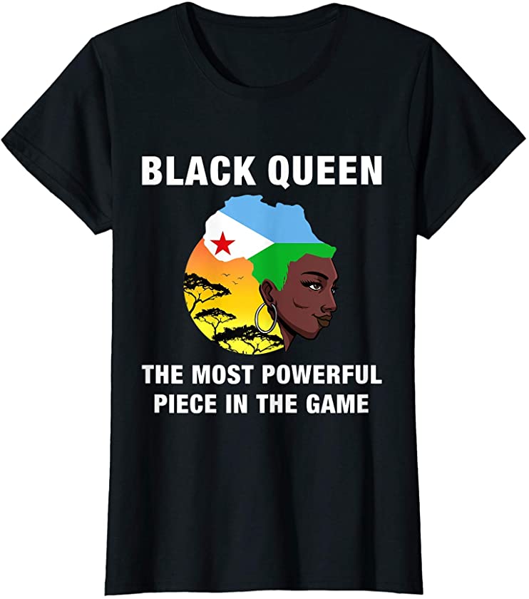 Womens Djiboutian Black Queen Black History Month Djibouti Flag T-Shirt