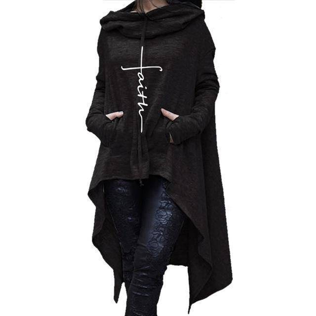 Women’s Cross Faith Hoodie Long Duster Sweatshirt