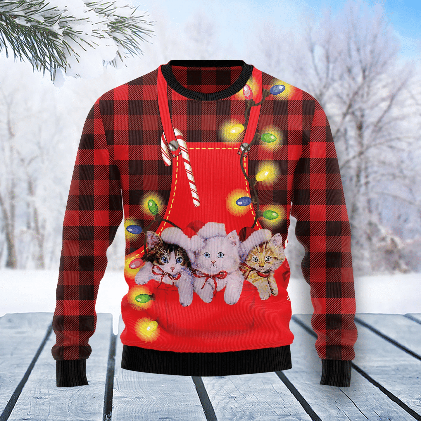 Cat Pocket Christmas Ugly Sweater