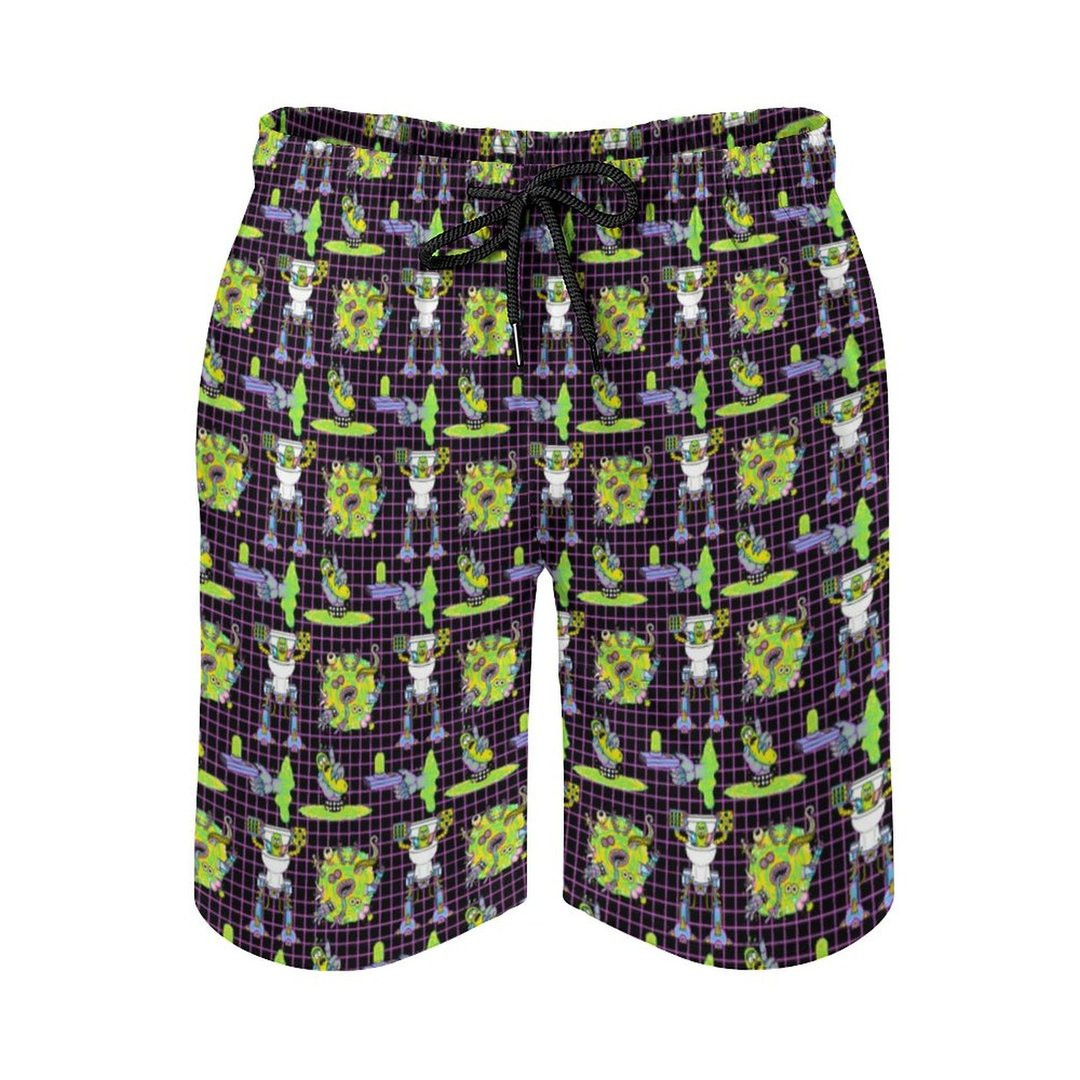 Rick And Morty Pickle Portal Pattern Hawaii Shorts Summer Men Ha17008