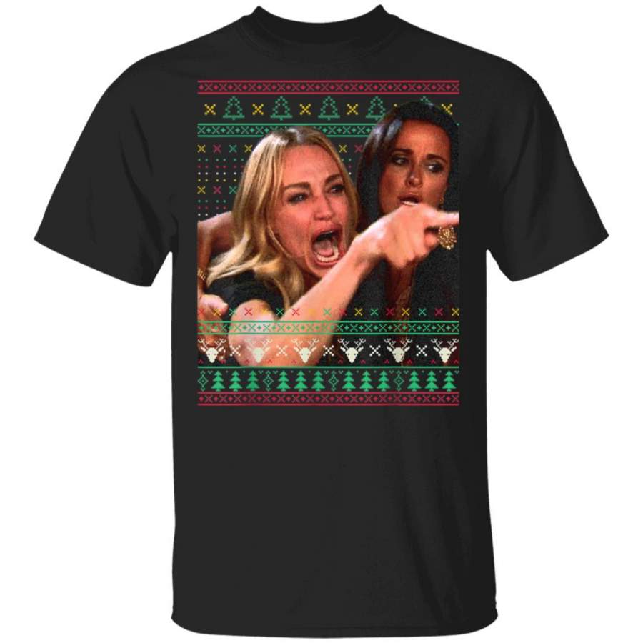 Woman Yelling at a Cat Ugly Christmas Sweater Meme Outfit T-Shirt