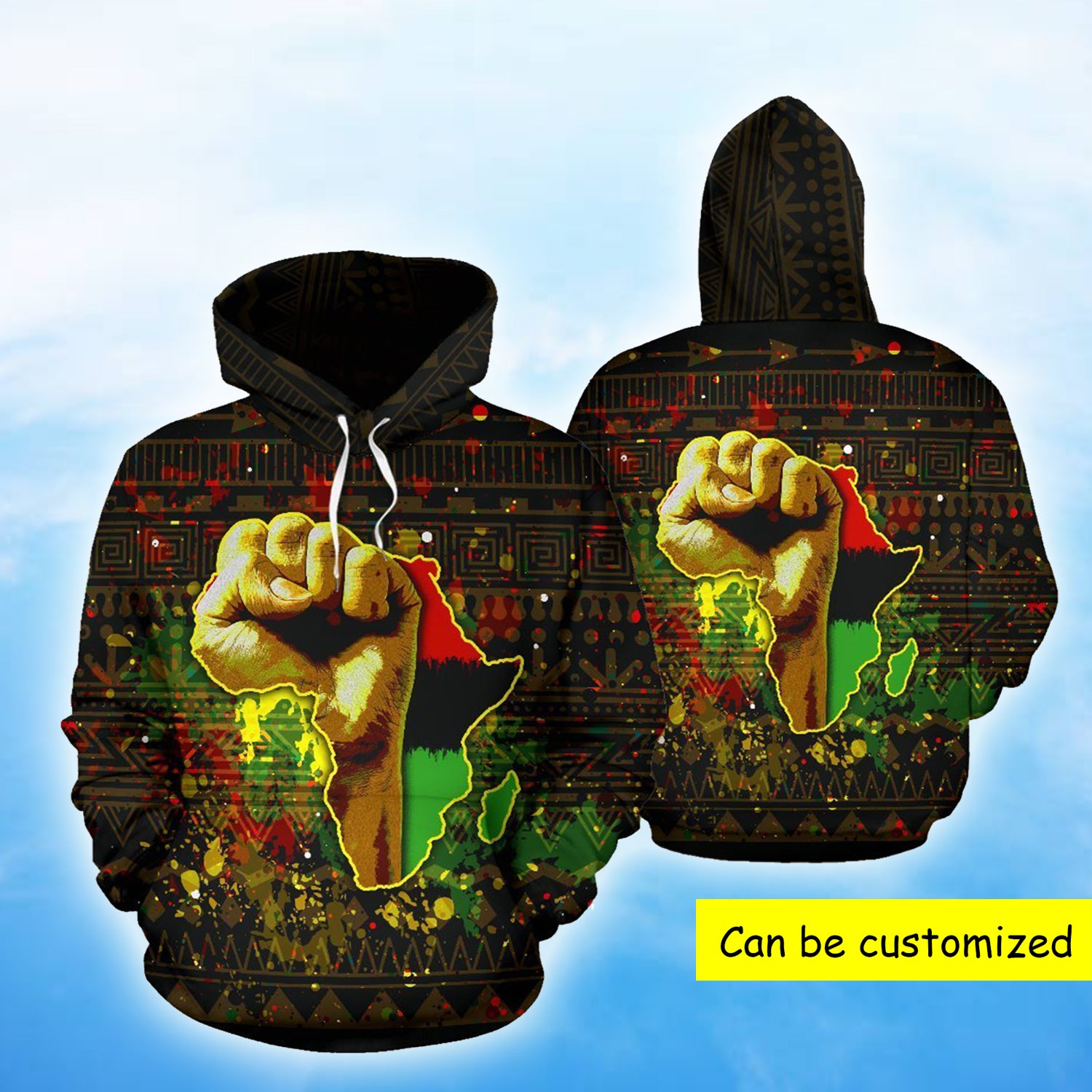 Africa Black Power Juneteenth Fist Hoodie | All Over Hoodie S – 5Xl