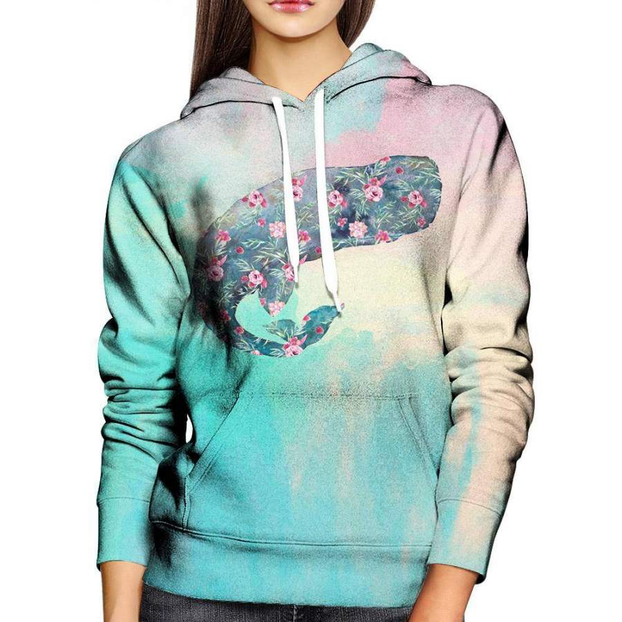 Flower Whale Womens Hoodie