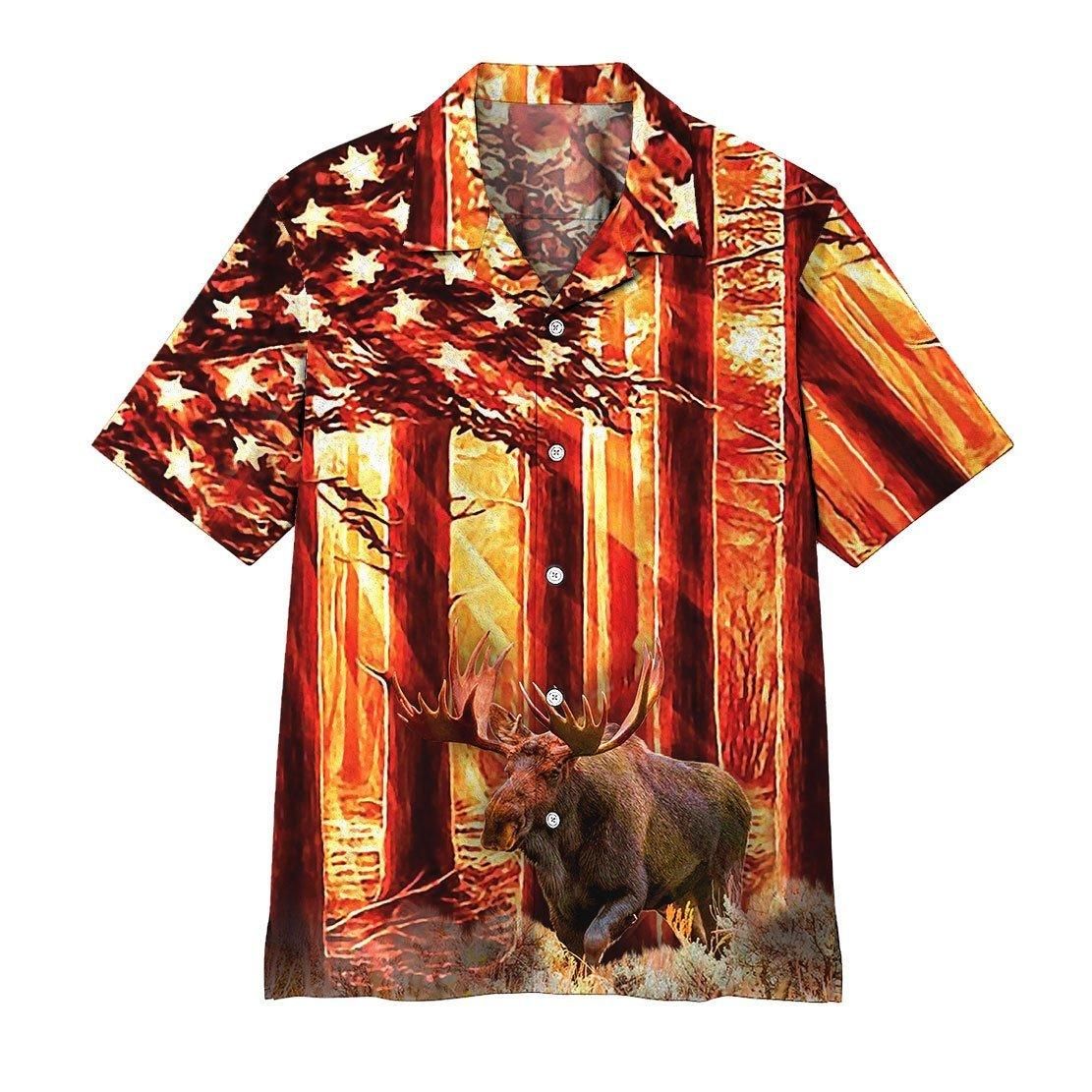 3D Moose Hunting Aloha Hawaiian Shirt Colorful Short Sleeve Summer Beach Casual Shirt For Men And Women