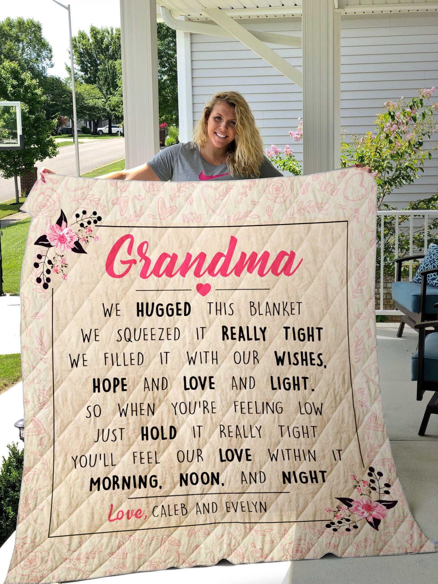 Personalized To Our Grandma You’Ll Feel Our Love Within It Morning Noon And Night Quilt Blanket Great Customized Blanket Gifts For Birthday Christmas Thanksgiving