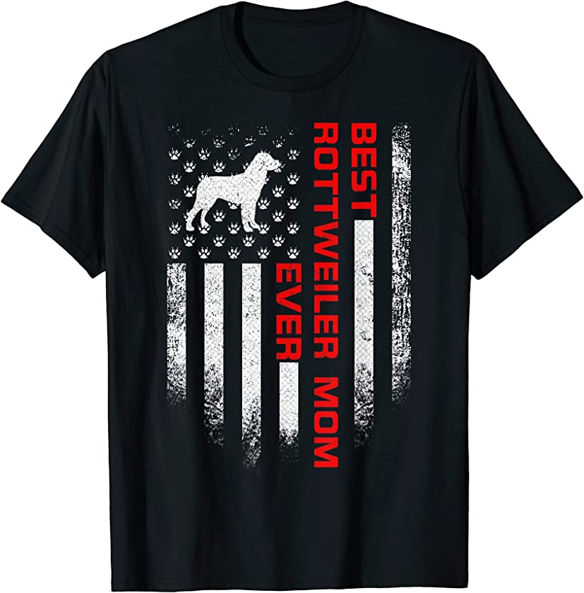 Vintage US American Flag Best Rottweiler Mom Ever Rottie Dog T-Shirt