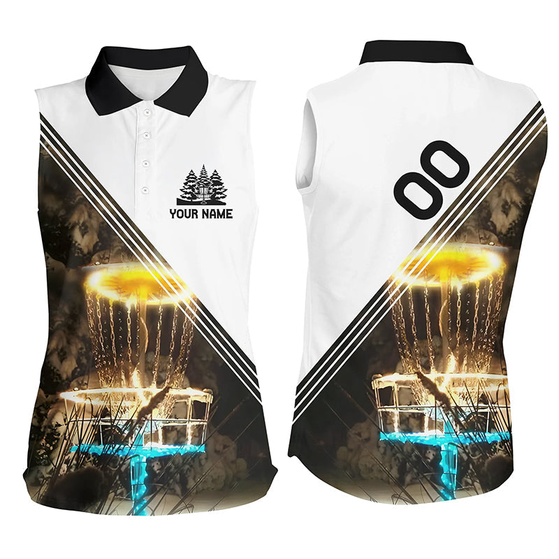 Name And Number Disc Golf Shirt Women Sleeveless Polo Shirt, Gift For Disc Golf Lovers