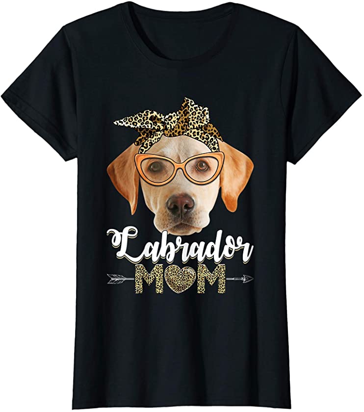 Womens Cute Labrador Mom Leopard Dog Mom Mother’s Day T-Shirt