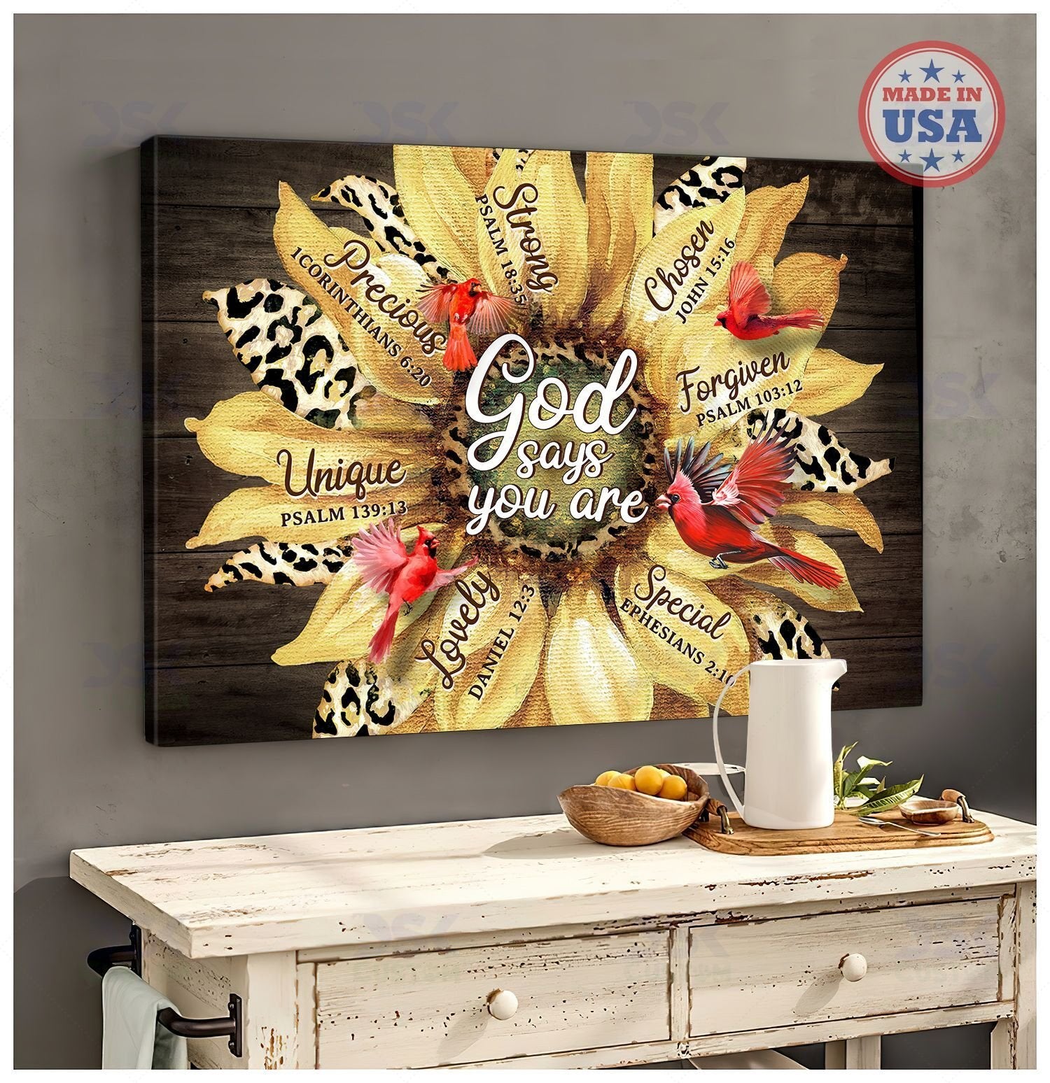 Cardinal- Canvas Wall Art Home Decor God Says You Are [Id2-T]