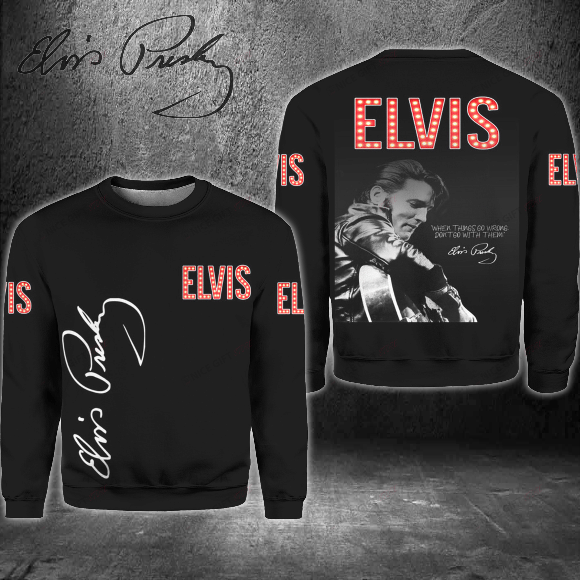 Elvis Presley Crewneck Sweatshirt 3Cs-K2V8