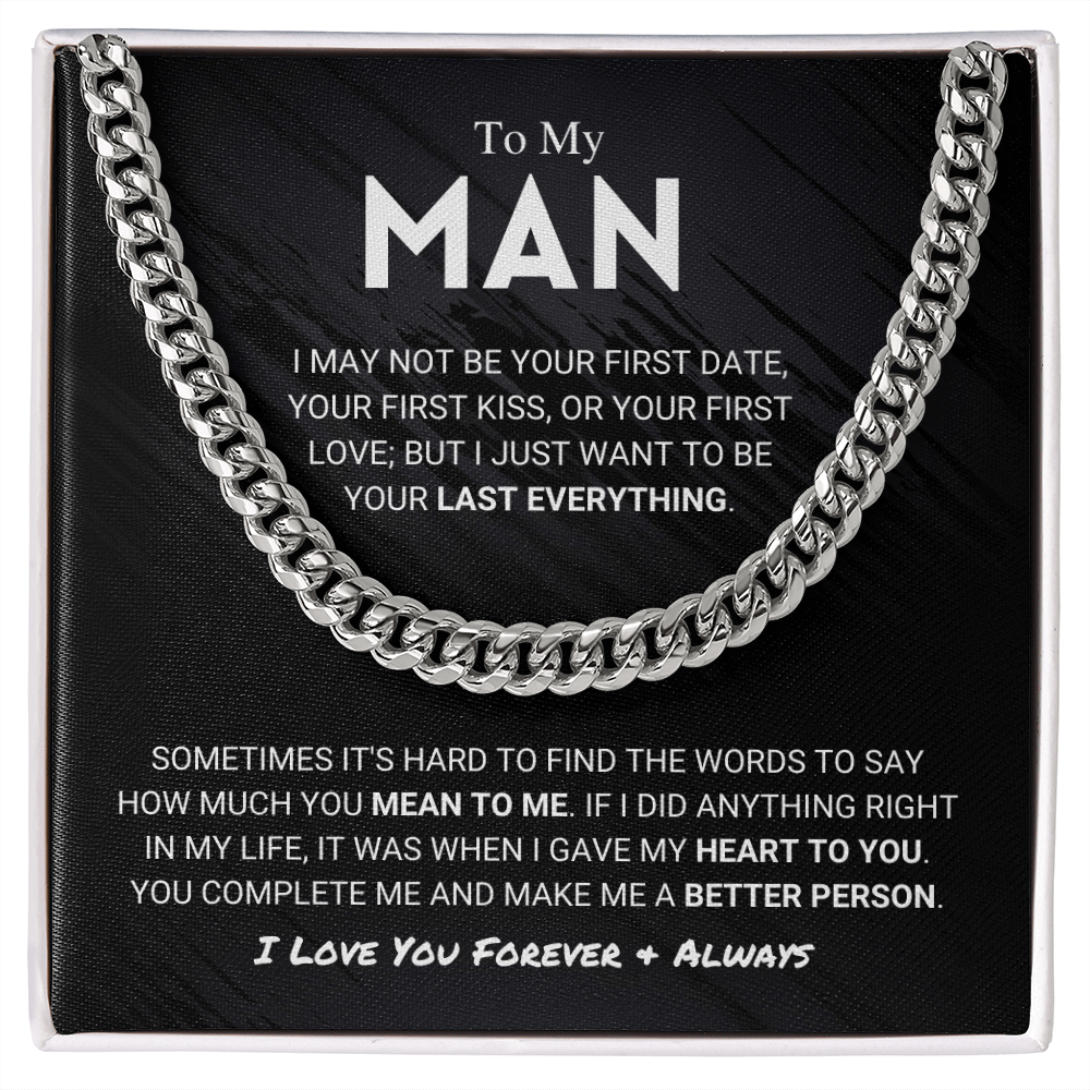 To My Man Cuban Link Chain Necklace, Gift For Husband, Boyfriend, Anniversary, Birthday Gift For Him