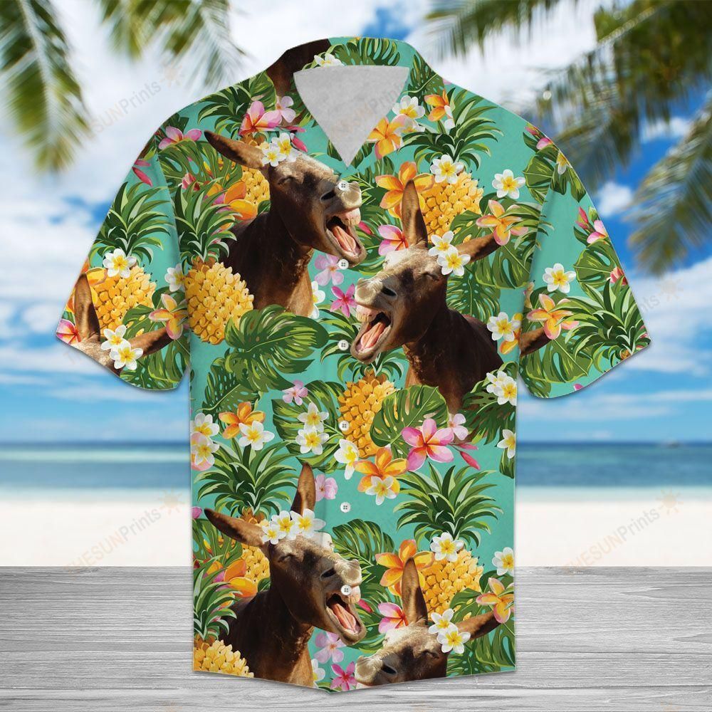 Tropical Pineapple Donkeys Hawaiian Shirt Ha40274