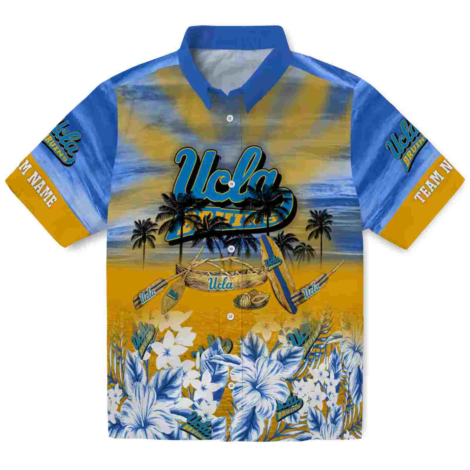 Customized Ucla Bruins Tropical Canoe Blue Hawaiian Shirt