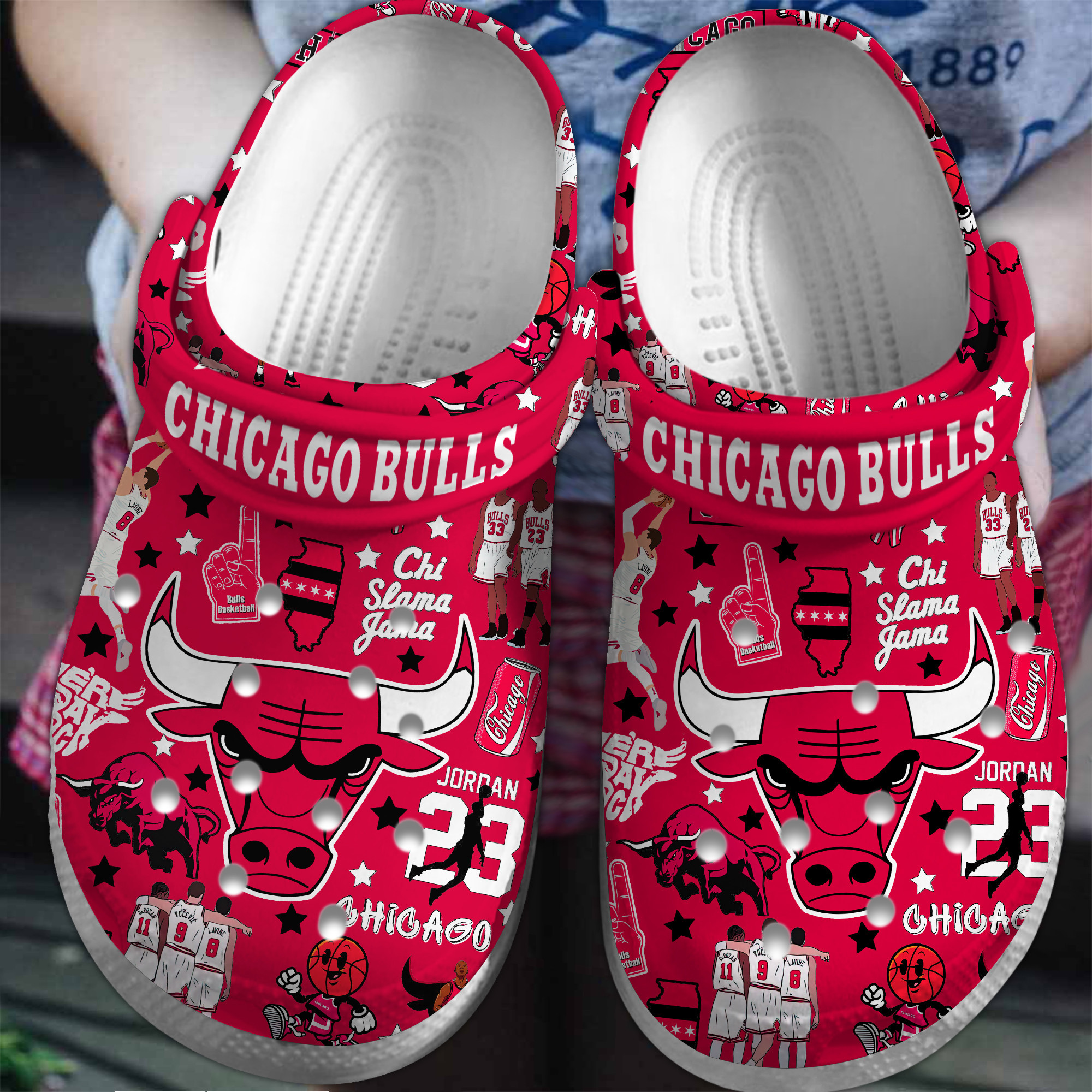 Chicago Bulls NBA Sport Crocss Crocband Clogs Shoes Comfortable For Men Women and Kids