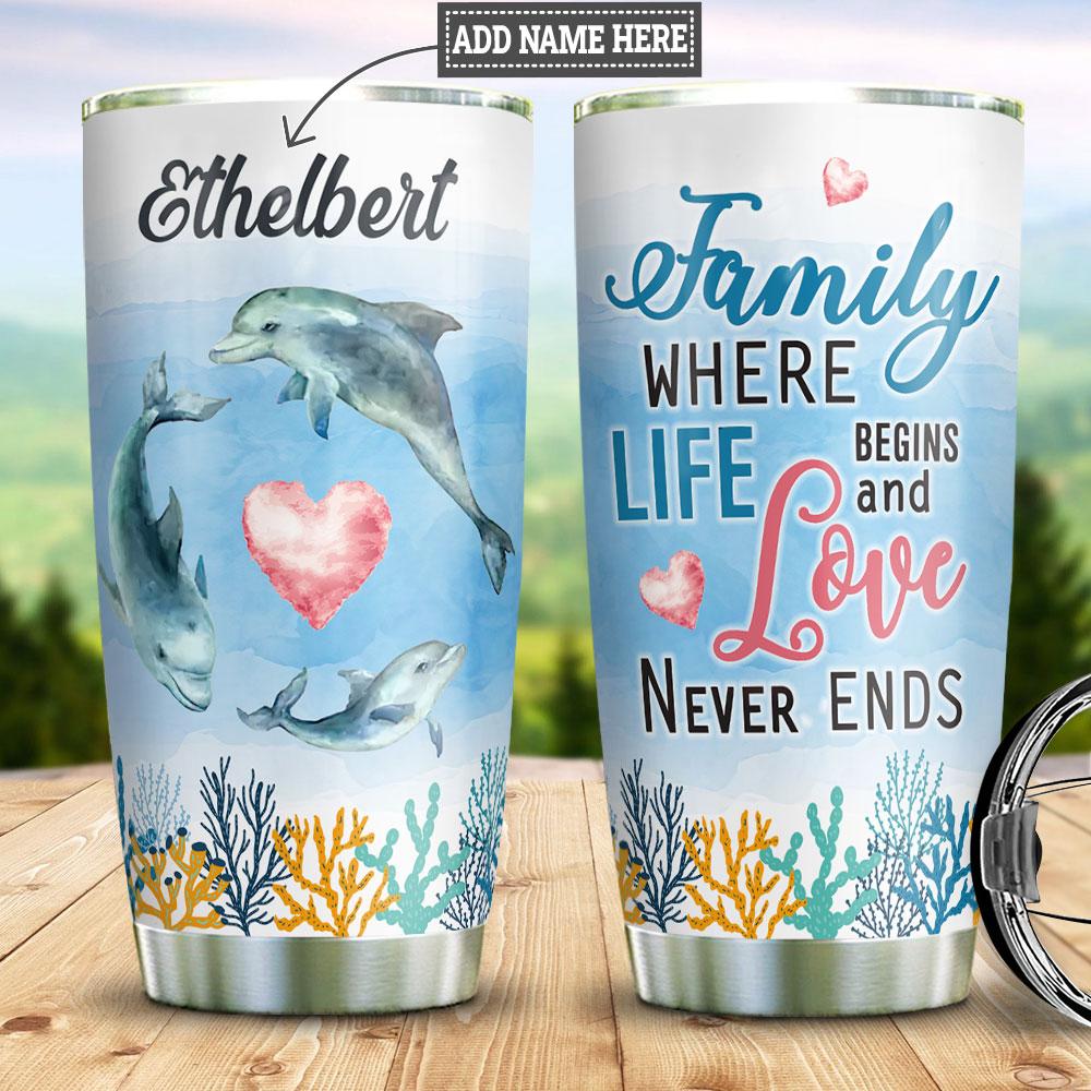 Dolphin Family Personalized DNE1010027 Stainless Steel Tumbler