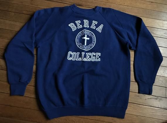 Vintage 90S Berea College Crewneck Shirt Crest Logo Blue Liberal Arts Kentucky Shirt