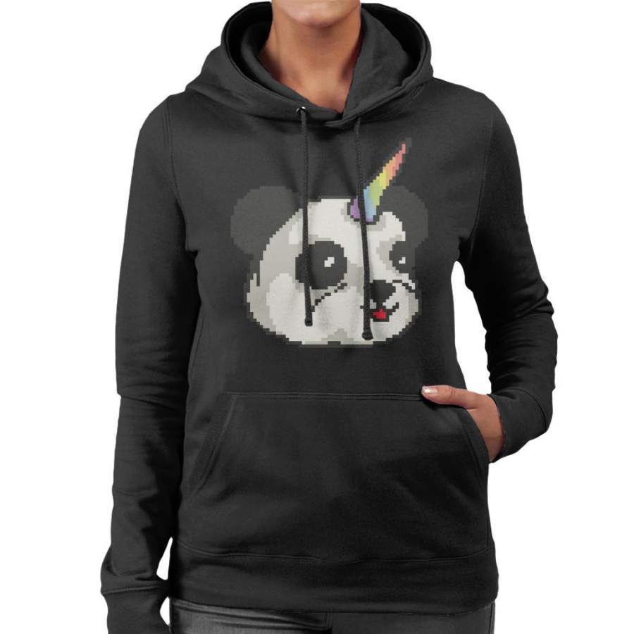 Pandacorn Panda Unicorn Pixel Art Women’s Hooded Sweatshirt