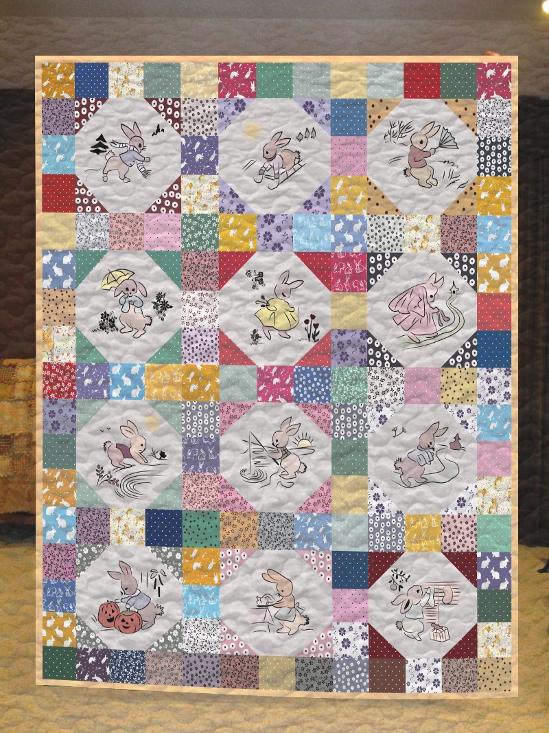 Bunny Life Rabbit Baby Quilt Blanket