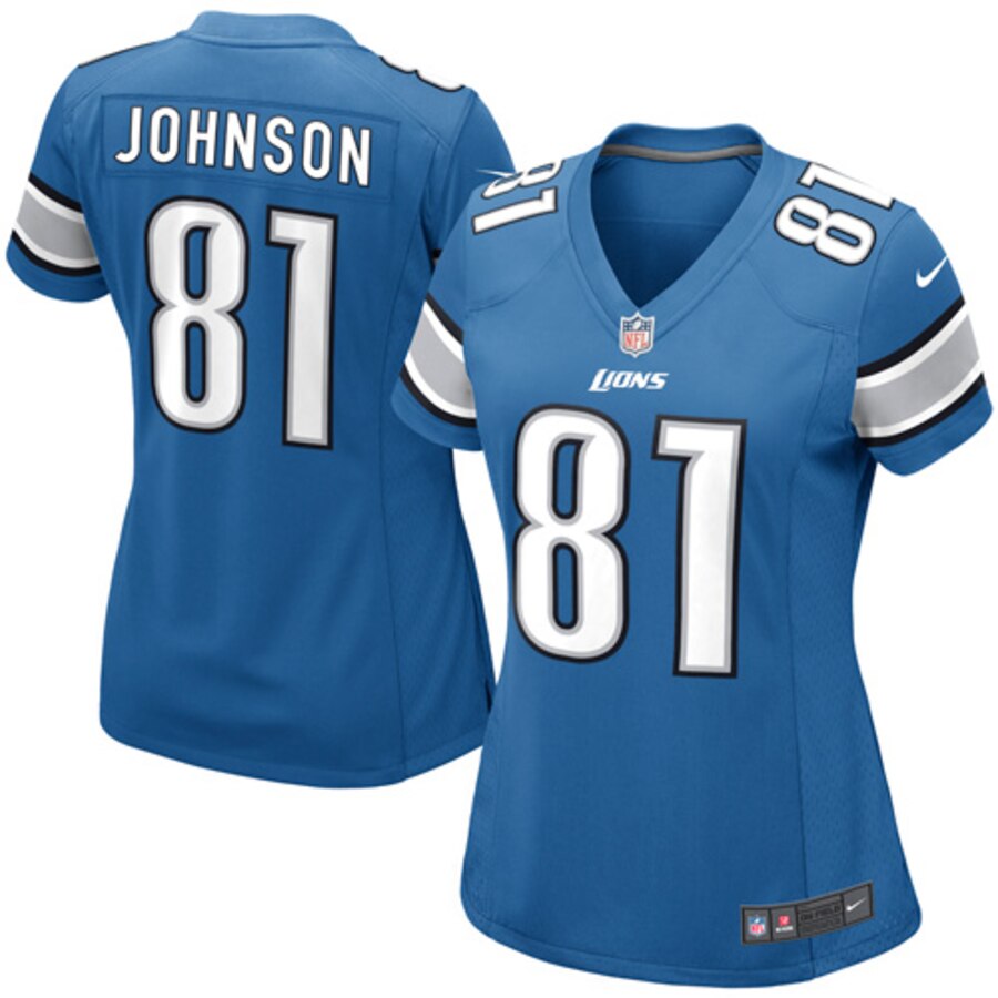 Calvin Johnson Detroit Lions Nike Womens Game Jersey – Light Blue