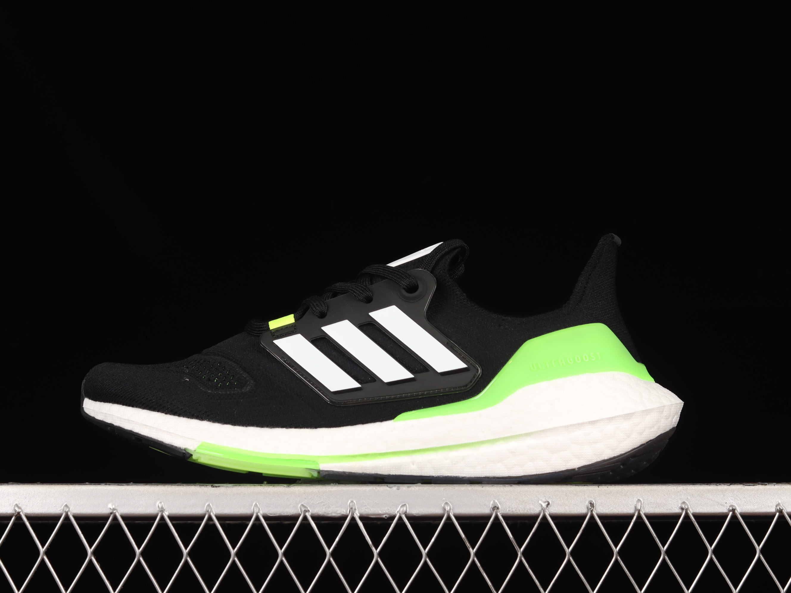 Adidas Ultraboost 22 Core Black Cloud White Solar Green Shoes Sneakers, Men SNK889852117