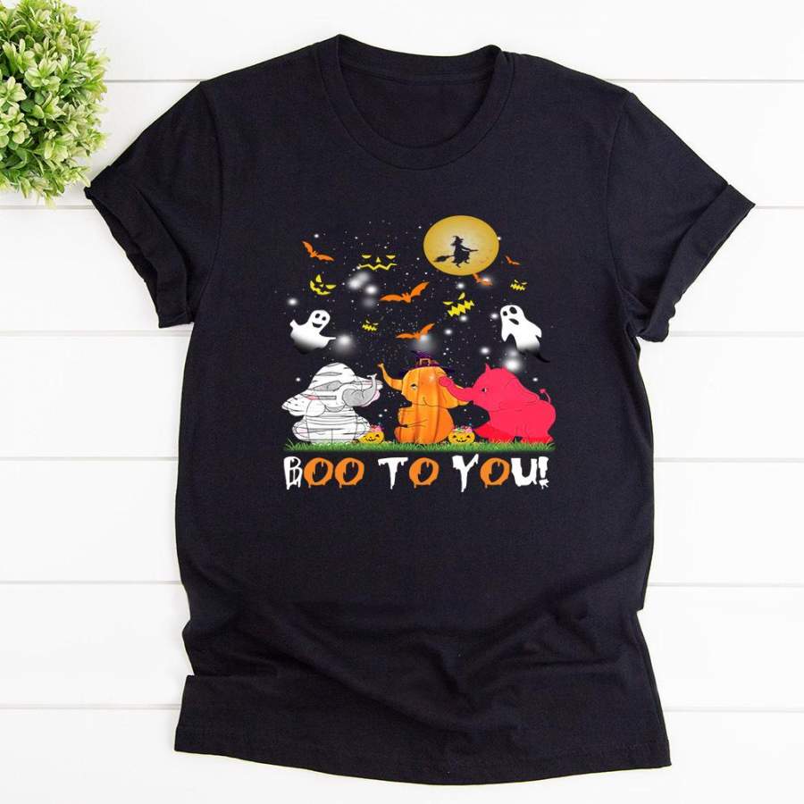 Wild Animals Pumpkin Boo To You Halloween Gift Black Cotton T Shirt For Men and Women S-6XL