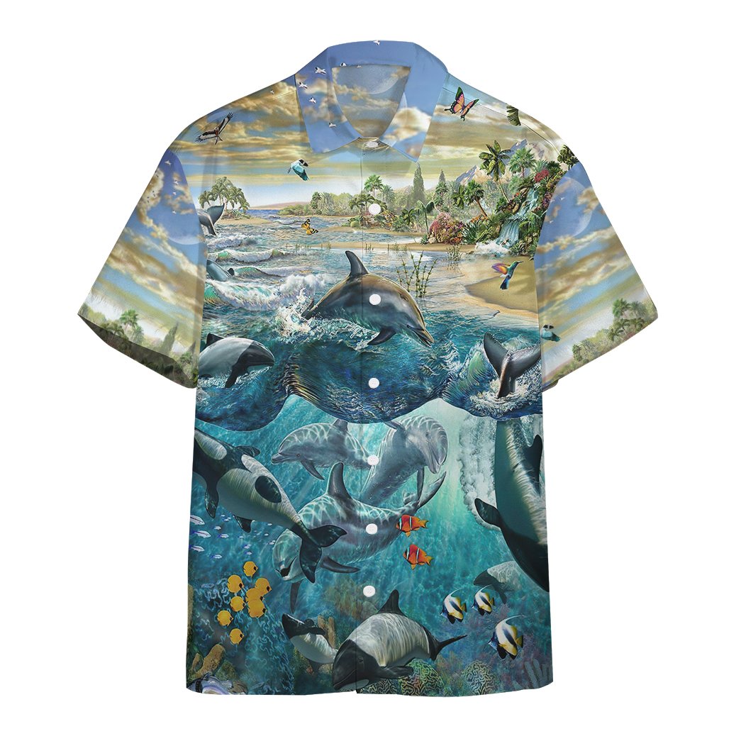 Gearhumans 3D Dolphin Paradise Custom Short Sleeve Shirt