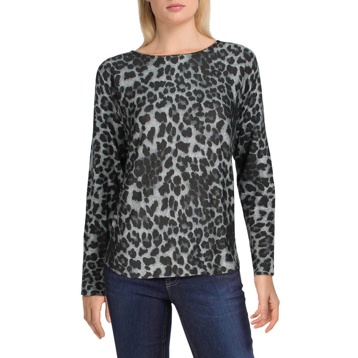 Womens Animal Print Boat Neck Sweater