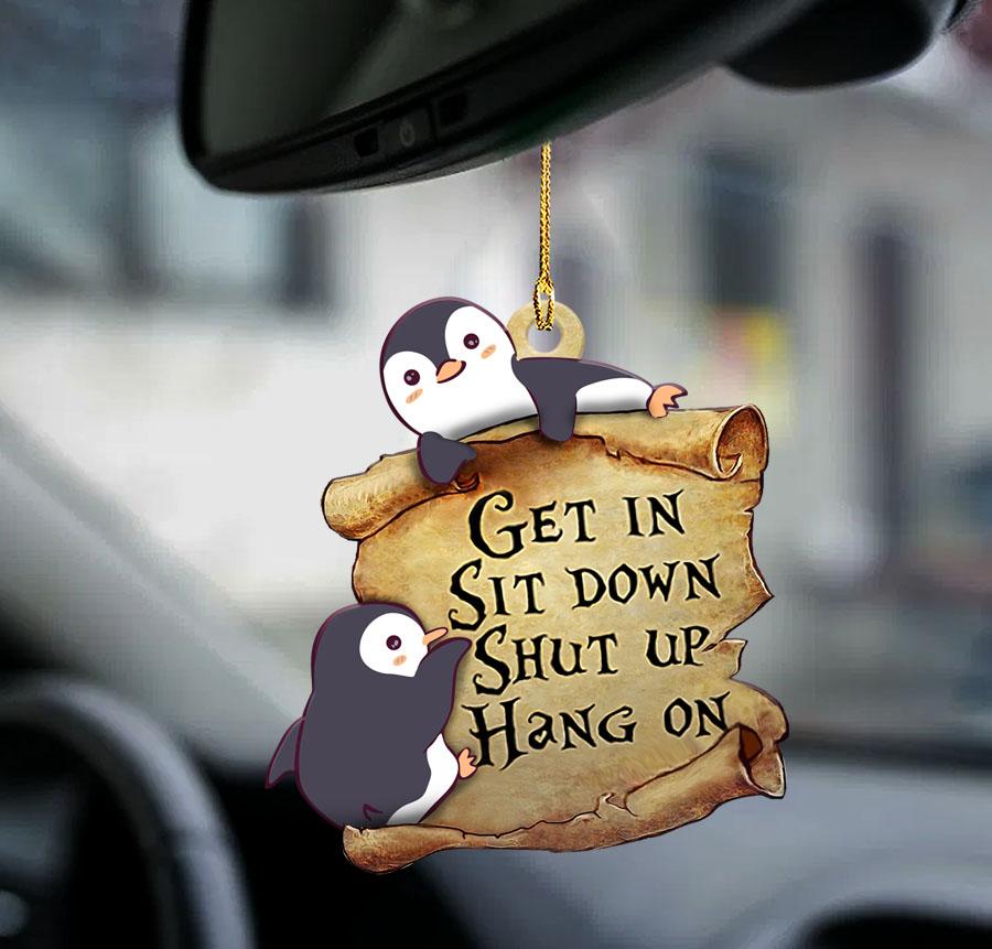 Fun Car Decor Penguin Get In Sit Down 2 Sides Ornament