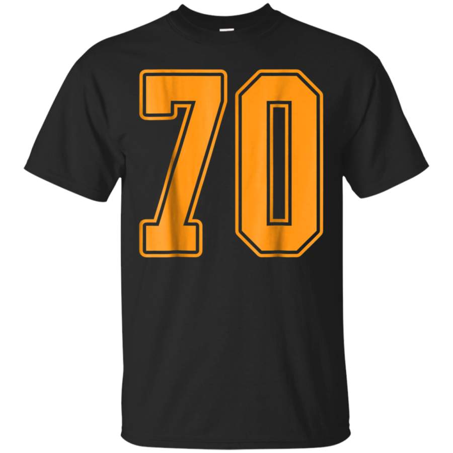 AGR 70 Orange Outline Number 70 Sports Fan Jersey Style T-Shirt