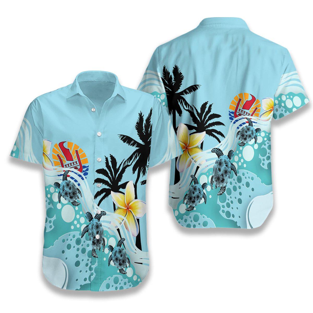 Tahiti Blue Turtle Hibiscus Hawaii Shirt For Men Women Ha47470