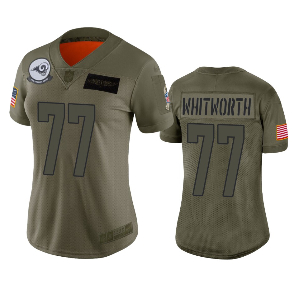 Womens Los Angeles Rams Andrew Whitworth Camo 2019 Salute To Service Limited Jersey